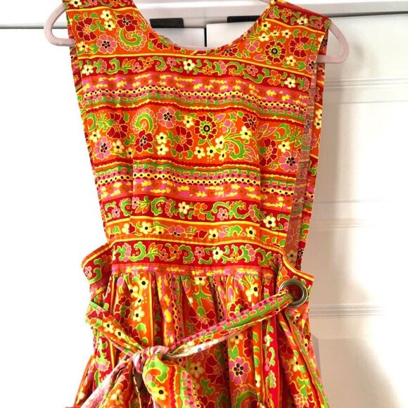 New DESIGN HOUSE Japan 1950s Style Wrap Tie House Dress Long Apron Pinafore OS - Picture 5 of 7